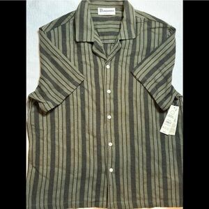 No Boundaries Olive and Black Striped Shirt